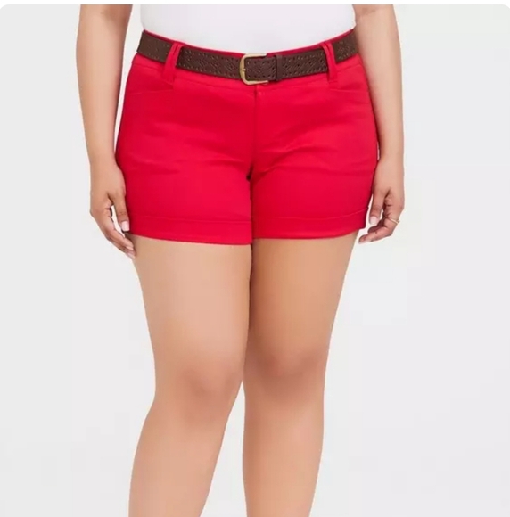 Torrid Size 20 No Belt Sateen Short - Red - Picture 1 of 5